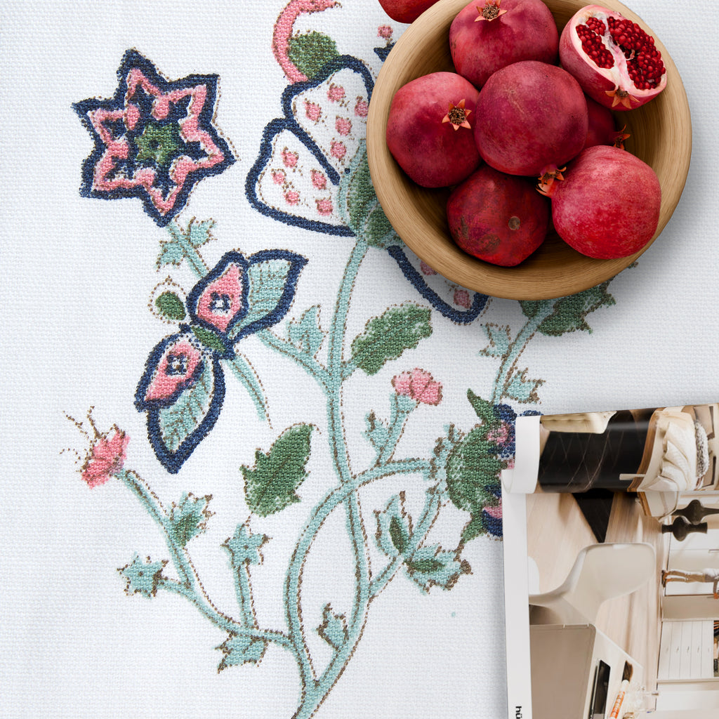 Hand Block Print Cotton Tablecloth, Provence Meadow