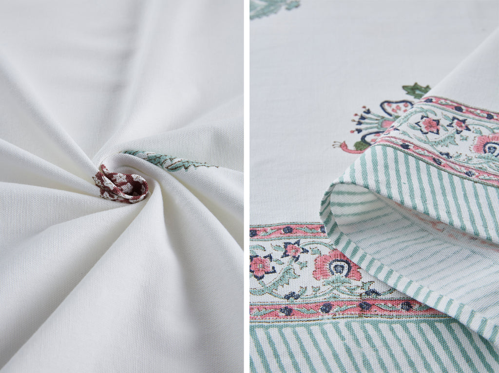 Hand Block Print Cotton Tablecloth, Provence Meadow