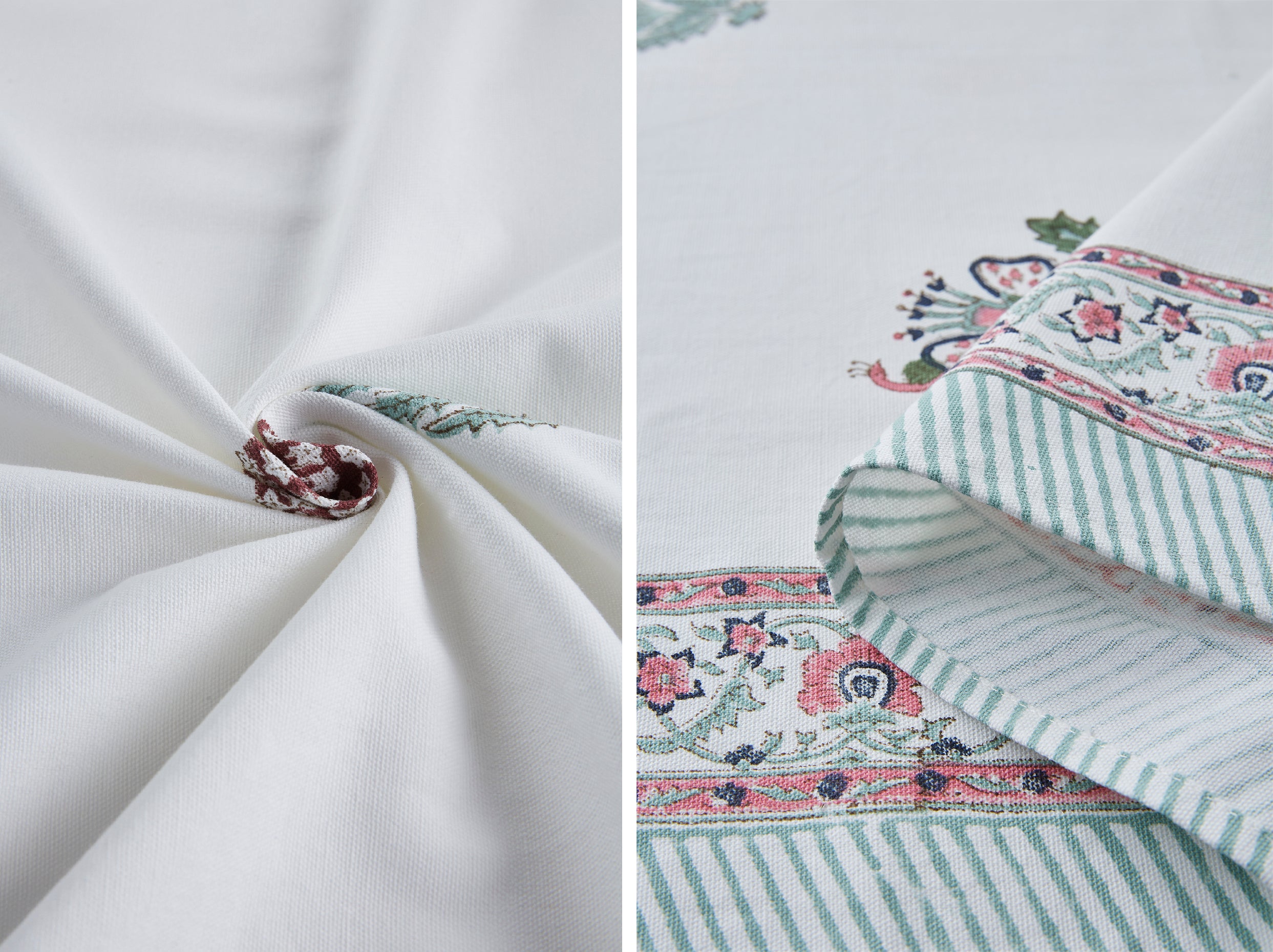 Hand Block Print Cotton Tablecloth, Provence Meadow